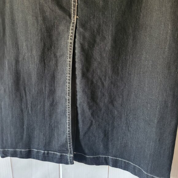 Y2K Hydraulic Denim Maxi Jean Skirt, Women’s 9/10, Embroidered Pockets, EUC - Picture 5 of 11